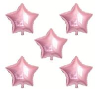 Inflate Decorate 18 inch Large Star Balloons Foil Baloons Helium or Air, 5 PACK (5pc Pink Stars)