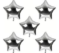 Inflate Decorate 18 inch Large Star Balloons Foil Baloons Helium or Air, 5 PACK (5pc Silver Stars)