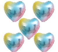Inflate Decorate 18 inch Large Star Balloons Foil Baloons Helium or Air, 5 PACK (5pcs Rainbow Hearts)