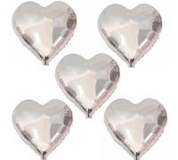 Inflate Decorate 18 inch Large Star Balloons Foil Baloons Helium or Air, 5 PACK (5pcs Silver Hearts)