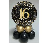 Inflated Black and Gold 16th Birthday Table Centrepiece Party Decoration 52cm