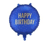 Inflated Blue and Gold Happy Birthday Foil Helium Balloon Party Decoration 18"