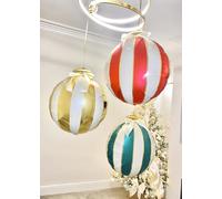 Inflated Christmas Bauble Hanging Balloons Air Filled Set of 3