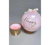 Inflated Personalised Pink Happy Easter Bubble Balloon Topper Hat Gift Box Any Name Centrepiece Decoration 56cm