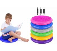 Inflated Wobble Cushion 34CM Inflatable Air Stability Cushion Balance Board with Pump Non-slip Balance Disc Sitting Posture Trainer Wiggle Seat for Office School Home Equipment (6 PCS)