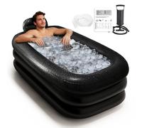 INFLATOAST Ice Bath Tub for Athletes, Portable Cold Plunge Tub for Muscle Recovery, Large Inflatable Bathtub for Hot & Cold Therapy, 158cm Folding Blow Up Tub, Includes Manual Air Pump (Dark Grey)