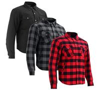 Inflori Motorbike Shirt Men Lumberjack Protective Lined Kevlar Motorcycle Shirt Flannel Stuff CE Armoured Biker Shirt Removable Armours (UK, Alpha, XXL, Regular, Regular, Red)