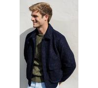 Influence Men's Boucle Textured Zip Through Collared Bomber Jacket in Navy | Size: Large Influence Navy L