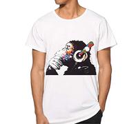Influent UK Banksy T-Shirt,Banksy Monkey Thinking,Banksy Art (Medium) White