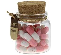 INFMETRY Cute Capsules in a Glass Bottle Lovely Pill Notes Valentines Day Gifts for Her Him Boyfriend Girlfriend Mom Birthday Anniversary Couples Gifts For Women Men (25pcs Pink)