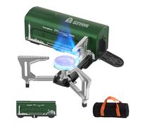INFOOD Portable Butane Gas Camping Stove - 7500 BTU Compact Folding Design with Carry Bag for Backpacking, RV Trips, Picnic & Outdoor Indoor Cooking, Green