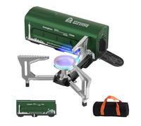 INFOOD Portable Butane Gas Camping Stove - 7500 BTU Compact Folding Design with Carry Bag for Backpacking, RV Trips, Picnic & Outdoor Indoor Cooking, Green