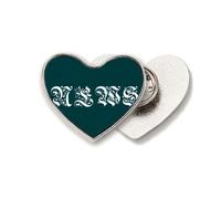 Information News Pattern Text Heart Metal Pin Brooch Clip Love