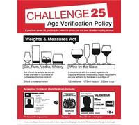 Information Signs - Age verification policy Weights & measures act 35mililitres - Self Adhesive Vinyl