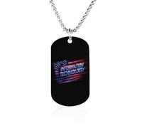 Information Technology U.S Flag Dog Tag Necklace Stainless Steel Plated Pendant Memorial Jewelry Gift for Men Women