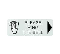 Informative Metal Tin Plastic Please Ring The Bell Plaque With Right Arrow And Graphic, Self-Adhesive Sign For Door Or Wall Name Plate 4×16 Inch