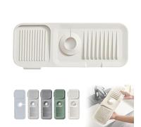 INFORMPOT Quillstyleu Draining Mat, Water Absorbent Tray for Sink, Silicone Faucet Mat, Silicone Draining Mat for Kitchen Sink Square Faucet, Tidy Splash Faucet Guard (White,Extra Large)