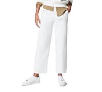 INFORMPOT Tummy Control Twill Cropped Wide Leg Pant, High Waist Wide Leg Cropped Pants for Women with Pockets Casual Pants (White,L)