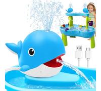 Infowush Water Table Pump, Whale Rechargeable Water Pump for Water Table with Sprinkler, 3.5 Hours Non-Stop Fun Summer Outdoor Water Toys Outside Water Play Table Accessories for Kids Toddlers, Blue