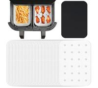 INFRAOVENS Air Fryer Parchment Paper Liners for Instant Vortex Plus XL 8qt ClearCook Airfryer, Air Fryer Accessories for 2 Basket, Dual Basket, Two Drawer Instant Pot Air Fryer with NonStick Liner