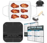 INFRAOVENS Air Fryer Rack Accessories for Ninja Foodi Grill AG301 5-in-1 4 qt, Basket Cover Liner, Cooking Guides Cheat Sheets, Airfryer Accessory Set, Heat Resistant Mat and Stainless Steel Rack