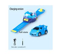 (infrared blue) Mini Cartoon RC Small Car Analog Watch Remote Control Cute Infrared Sensing Model Charge Toys For Children