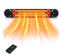 Infrared Electric Patio Heater, 2000W, IP44,Wall & Ceiling Mounted,Remote Control, Outdoor Heater for Backyard, Garage, Decks & Greenhouse, Black