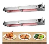 Infrared Food Warmer, Commercial Grade Food Heat Lamp, Hanging Food Heater with Adjustable Temperature 30-85℃ + Stainless Steel Heating Tube(2pcs,Size:150cm)