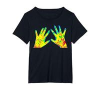 Infrared Hand Touch Thermal Imaging Aesthetic 90s Streetwear T-Shirt, Women's Plus, Black, 2X
