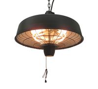 Infrared Heater Black 47.7x37.5cm Halogen Dual 1000/2500W IP24 Hanging Aluminium