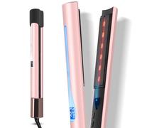 Infrared Ion Hair Straightener& Styler, 2 in 1 Straightener Curls and Straightens, Anti-frizz and Shine Effect, Dual Voltage, 14 Temperature Settings 100-230℃ Pink