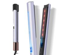 Infrared Ion Hair Straightener & Styler, 2 in 1 Straightener Curls and Straightens, Anti-frizz and Shine Effect, Dual Voltage, 14 Adjust Temp 100-230℃ Purple