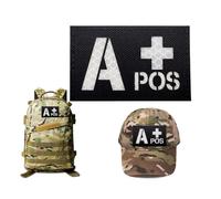 Infrared IR Reflective Black A Blood Type Pacth, A Positive POS Hook and Loop Morale Pacth Badge for Military Armbands Vest Backpacks Clothing Hats (A Black)