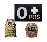 Infrared IR Reflective Black O Blood Type Pacth, O Positive POS Hook and Loop Morale Pacth Badge for Military Armbands Vest Backpacks Clothing Hats (O Black)