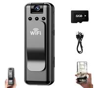 Infrared Night Vision Portable Recorder, Body Cameras with Audio and Video Recording, 180° Rotatable Lens, Compact Digital Video Camera, for Sports, Outdoor & Travel (32G Card)