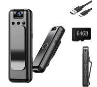 Infrared Night Vision Portable Recorder, HD 1080p Mini Body Camera with 180° Rotatable Lens, Night Vision, Chest Mount, For Business, Outdoor, Sports, Travel and Daily Use (64GB)