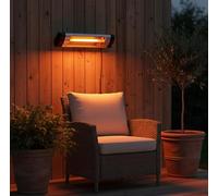 Infrared Patio Heater with Remote Control - Wall-Mounted 2 kW / 3 Heat Settings (650 W, 1350 W, 2000 W) - Weather-Resistant Quartz Tube Outdoor Heater For Garden, Terrace, Patio