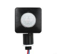 Infrared PIR Motion Sensor Switch, 180 Degree Outdoor Security Detector with Adjustable Distance and Light for Day Night Mode, Black(Black)