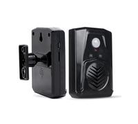 Infrared Talking Motion Sensor Activated halloween Sound Speaker Built with Microphone Recordable Voice for Shop Sale, Garage Door Alert, Greeting Visitor Door Chime, Security Reminder（Black）
