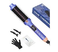 Infrared Thermal Brush, 38mm 3 in 1 Heated Round Curling Brush, Negative Ionic Lightweight Heated Hot Brush, Dual Voltage UK Plug, Hair Straightener Curler Comb for Volumizing Curls and Smooth Hair