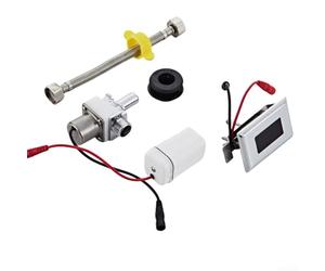 Infrared Toilet Flush Valve, Automatic Sensor Flusher Kit with DC 6V Power, Adjustable 30-100cm Range, Water Saving Dual Mode for Bathroom Urinal, Silver(C)