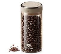 Infreecs 1700ML Airtight Coffee Canister with One-way CO2 Valve, Clear Borosilicate Glass Coffee Bean Storage Jar with Date Tracker, Wide-Mouth Vacuum Seal Coffee Container for Sugar, Tea, Nuts