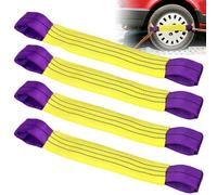 Infreecs 4x50cm Wheel Tie Down Straps for Transporter, Heavy Duty Trailer Wheel Securing Link Straps, Recovery Straps Tension 1T Breaking 6T, Vehicle Tensioning Belts