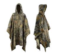 Infreecs Waterproof Rain Cape Raincoat, Rain Poncho for Outdoor Camping Military Cycling Traveling, Hooded Rainwear with Emergency Grommet Corners for Shelter Use Camo