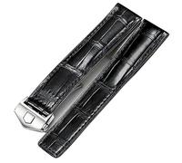 INFRI 18mm 19mm 20mm 21mm 22mm Customized Crocodile Leather Watch Strap, For TAG Heuer Autavia CARRERA Leather WatchBands(Black,18mm)