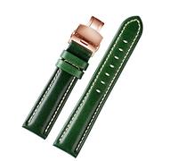INFRI 18mm 20mm 22mm Bamboo Pattern soft cowhide Strap Men Butterfly Buckle Ostrich leather Green Watchband Bracelet(C RG Folding,18mm)