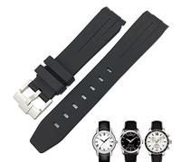 INFRI 19mm 20mm Curved End Rubber Watchband for Tissot 1853 Lelocle PRC200 Rolex Submariner Hamilton Omega Waterproof Watch Strap(Black Black 1,19mm)