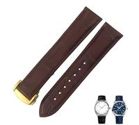 INFRI Crocodile Leather Watch Band Fit For Omega De Ville Seamaster Constellation 18mm 19mm 20mm 21mm 22mm Real Alligator Skin Strap(Brown gold,20mm)