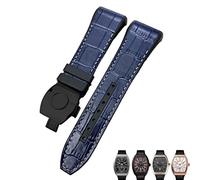 INFRI For Franck Muller Watch Band 28mm Cowhide Silicone Watch Strap Nylon Rubber Folding Buckle Watch Bands For Men Bracelet(Blue white black)