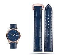 INFRI Genuine Leather Watch Strap For Omega Seamaster 300 150 Speedmaster 007 AT150 Brown Man Watchband 20mm 22mm(A blue rose buckle,22mm)